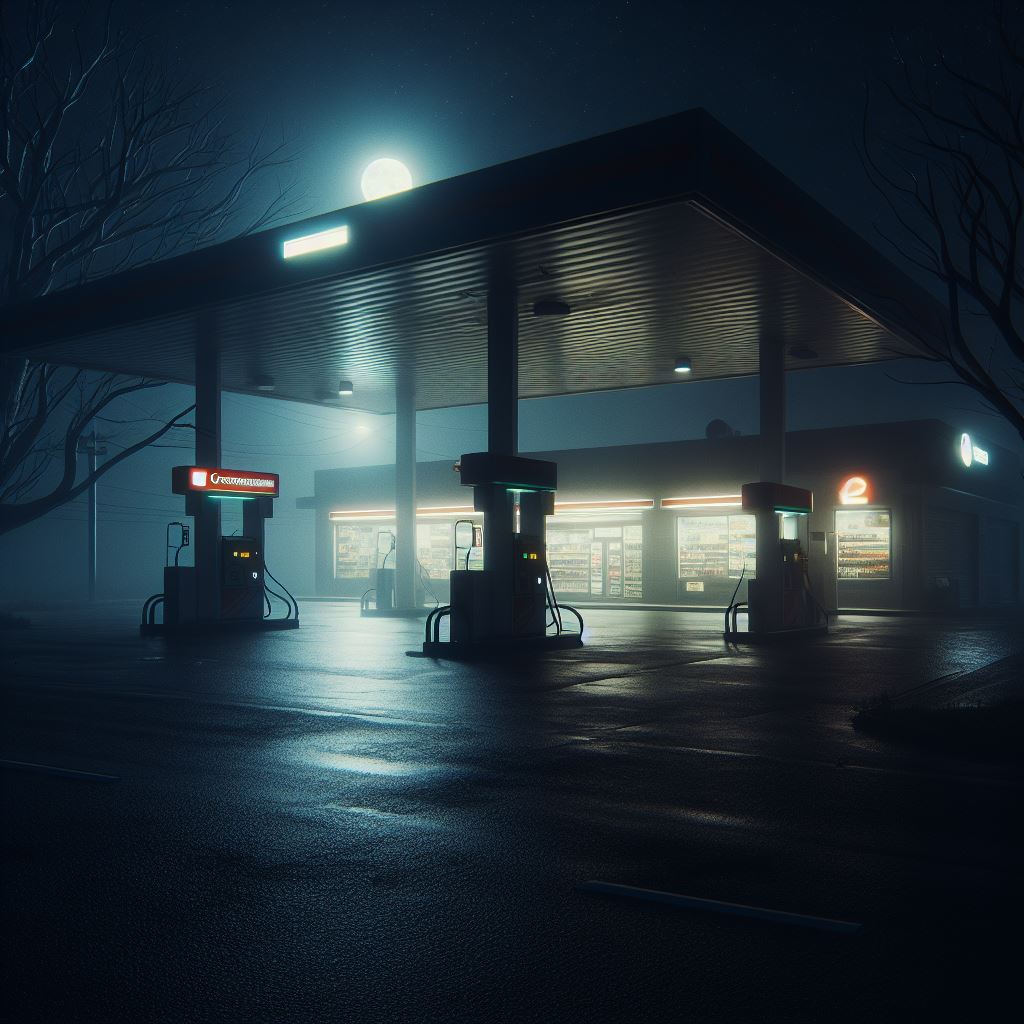 夜幕下的惊魂：加油站遇险